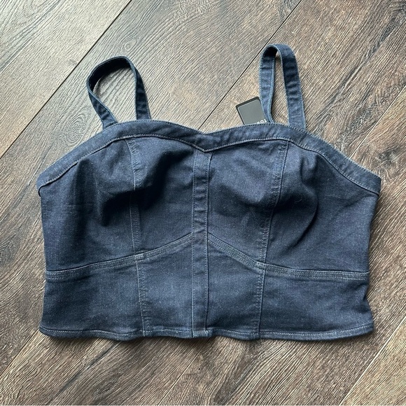 Studio by Torrid size 1 cropped denim corset vest NEW dark blue denim stretch - Picture 6 of 9